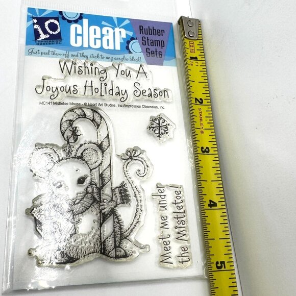 Impression Obsession Holiday Clear Rubber Stamps Set Of 2 Festive Mouse Designs - Picture 6 of 6